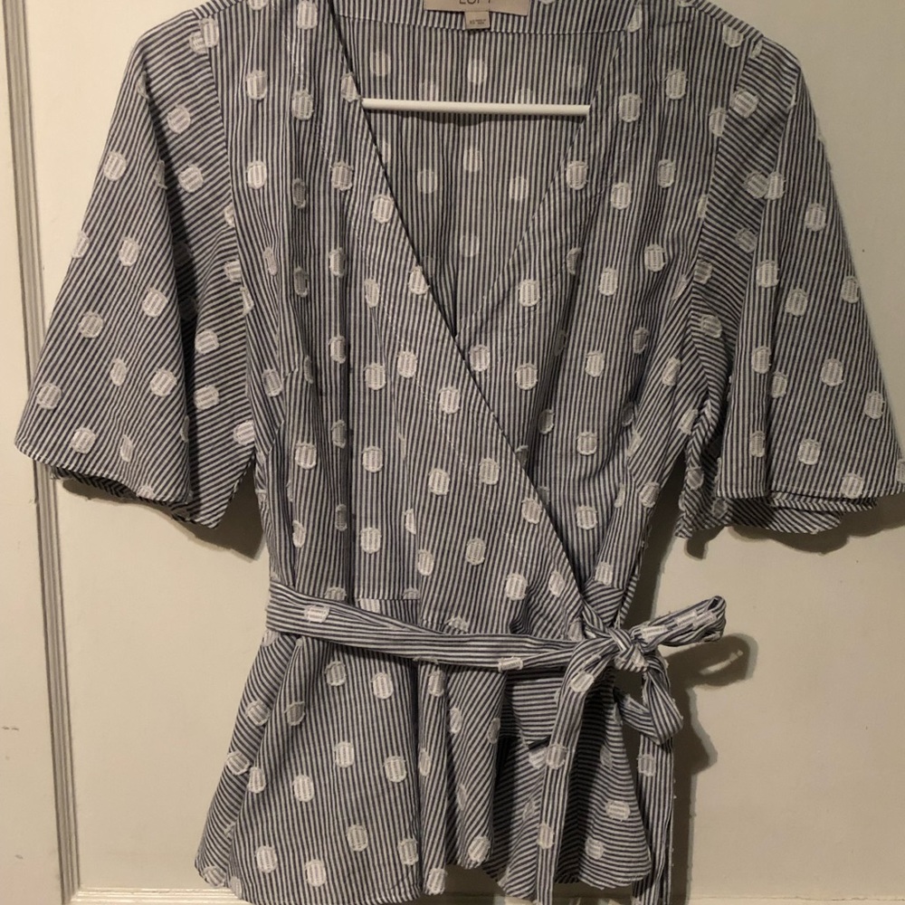 LOFT Wrap Flutter Sleeve Top